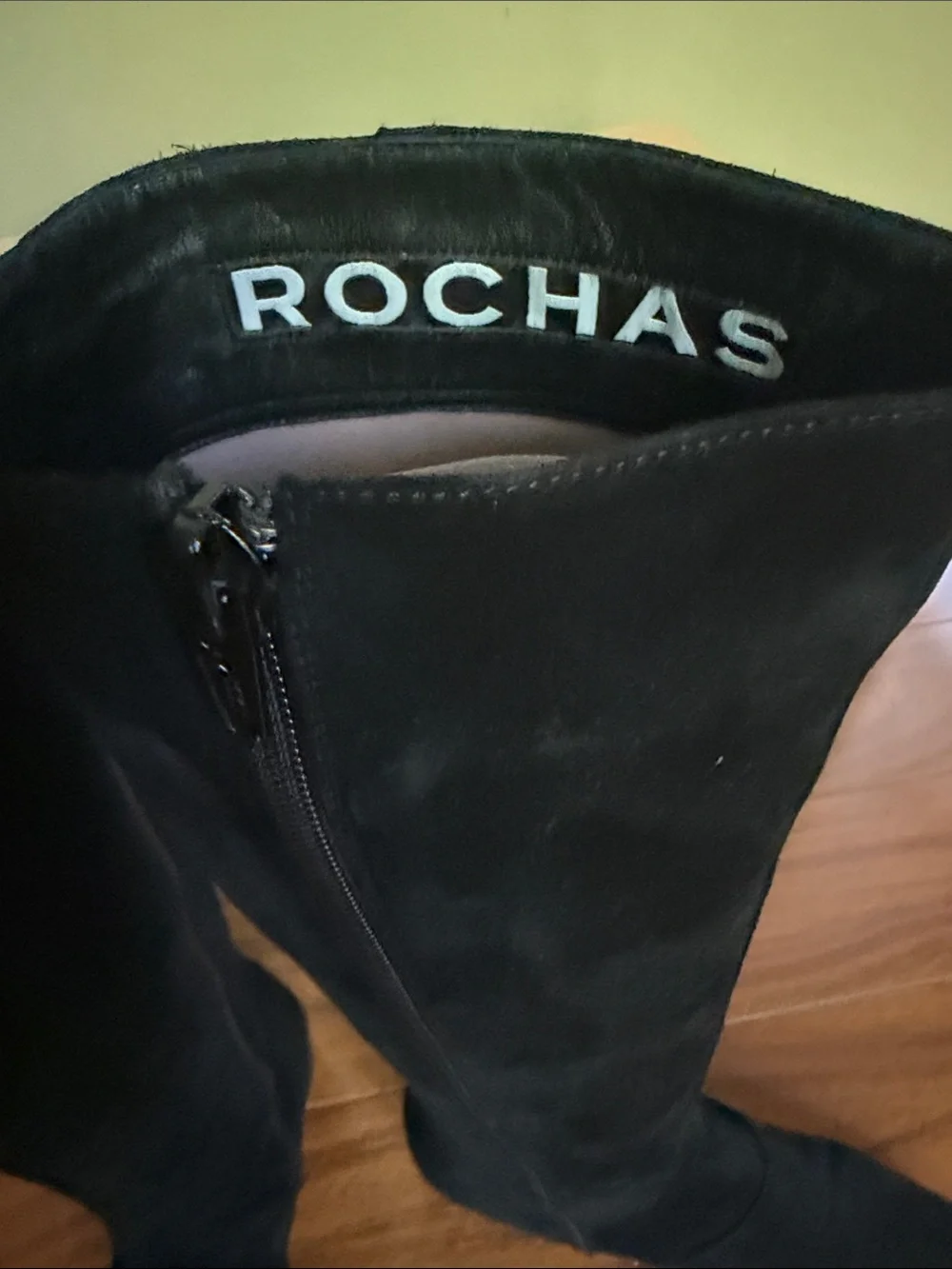 Rochas Black Suede Over-the-Knee Boots